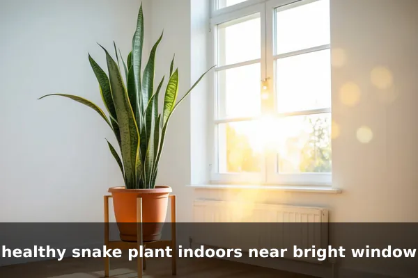 healthy snake plant indoors near bright window