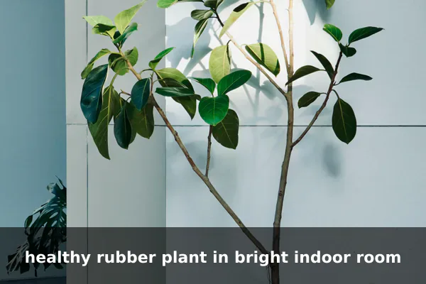 healthy rubber plant in bright indoor room